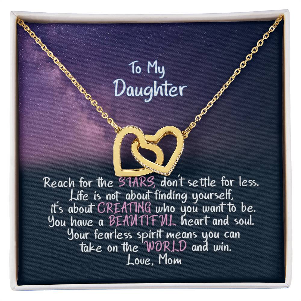 Daughter Reach For The Stars - Hearts Necklace Interlocking Hearts Necklace