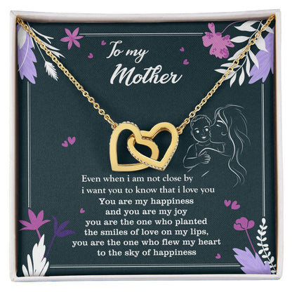 To My Mother - Two Hearts Neckalce Interlocking Hearts Necklace