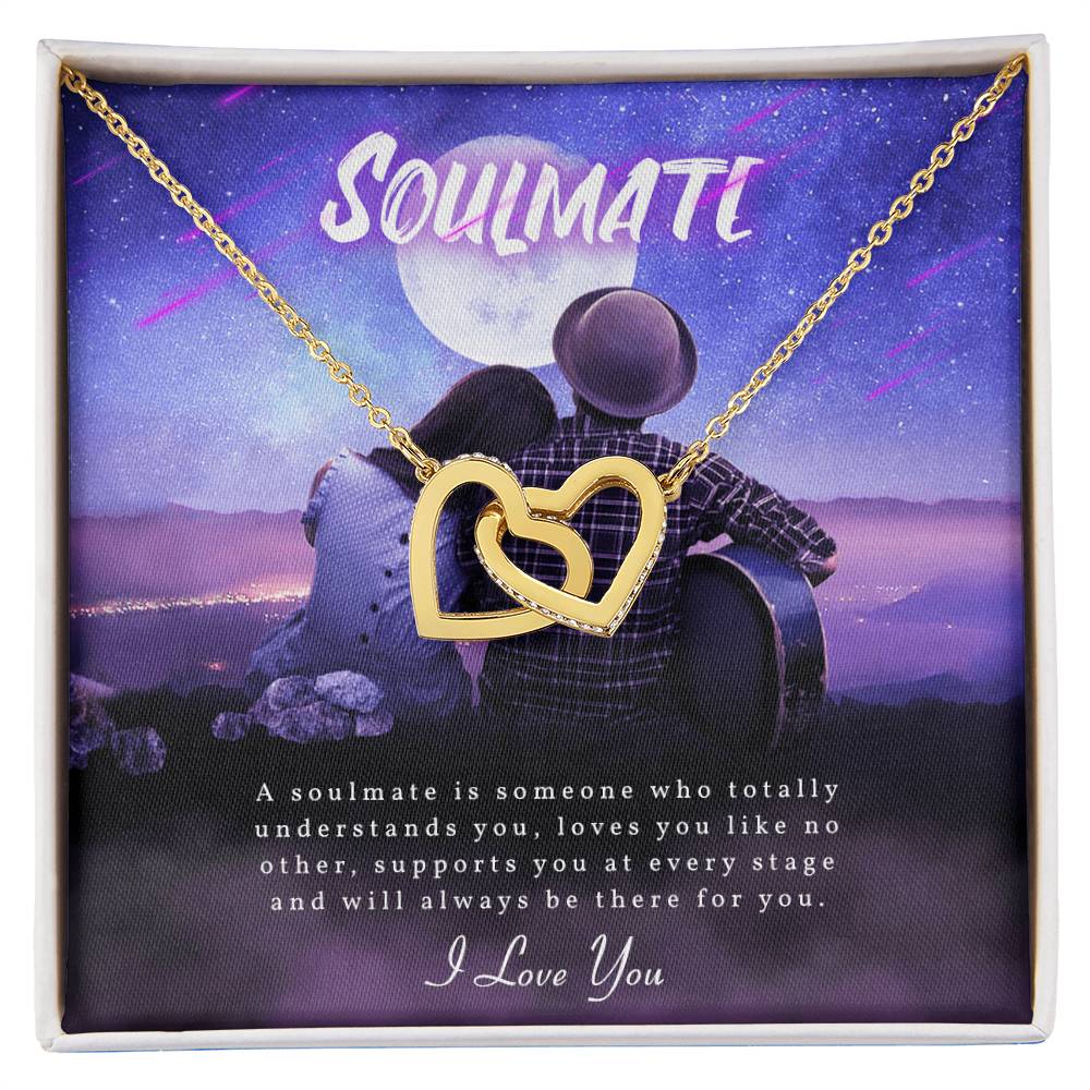 To My Soulmate - Silver Love Knot Necklace Interlocking Hearts Necklace