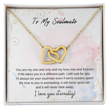 To My Soulmate Interlocking Hearts Necklace