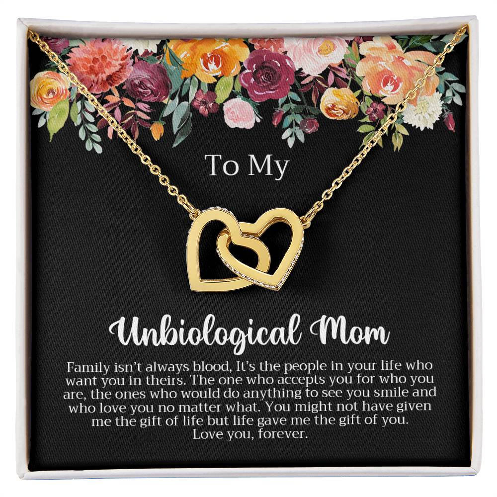 Unbiological Mom Necklace Interlocking Hearts Necklace