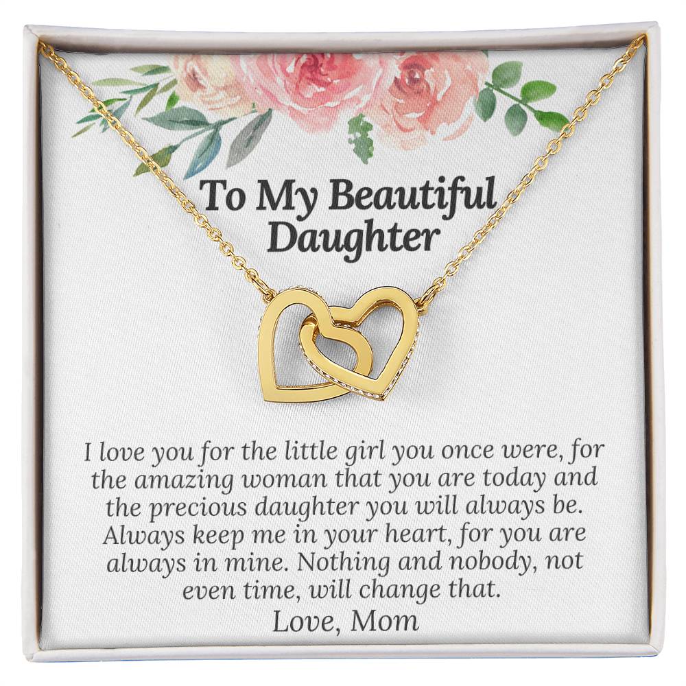 I Love You For The Precious Daughter You Will Always Be Necklace Interlocking Hearts Necklace