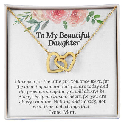 I Love You For The Precious Daughter You Will Always Be Necklace Interlocking Hearts Necklace