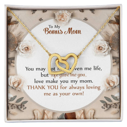 Gift For Bonus Mom - Loving Me As Your Own - The Interlocking Heart Necklace Interlocking Hearts Necklace