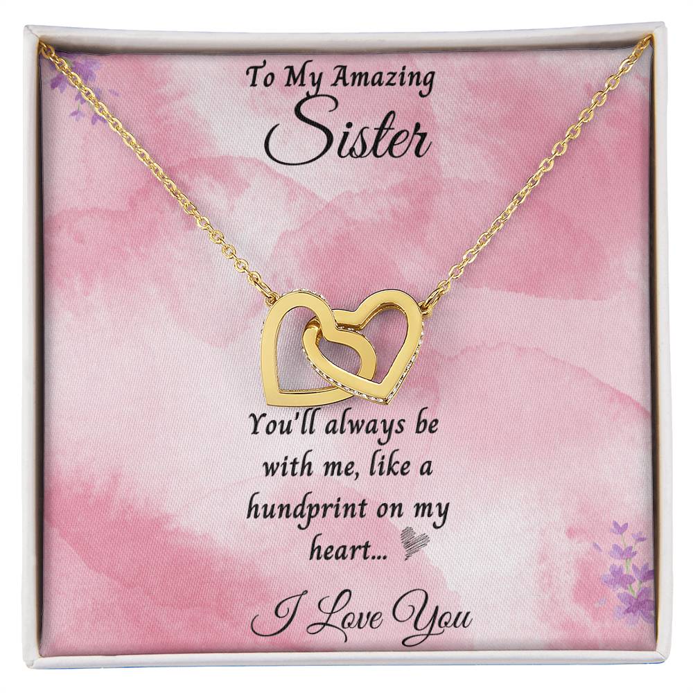 To My Amazing Sister Interlocking Hearts Necklace