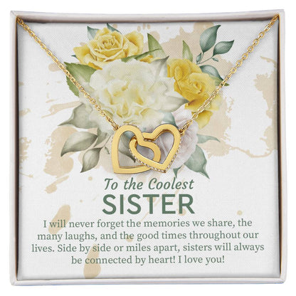 Sister Gift Idea Hearts Necklace For Sister Birthday Gift From Sister Sisters Jewelry Gift With Message Card Interlocking Hearts Necklace