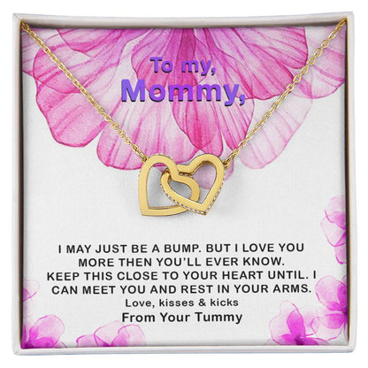 Mommy Love Forever ! I May Just Be A Bump Interlocking Hearts Necklace