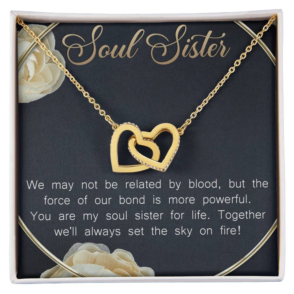 Soul Sister Interlocking Hearts Necklace Message Card
