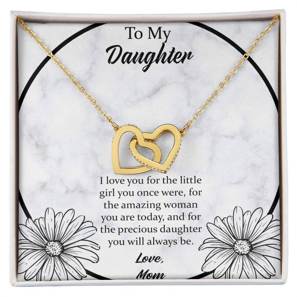To My Daughter I Love You For The - Love Mom Interlocking Hearts Necklace