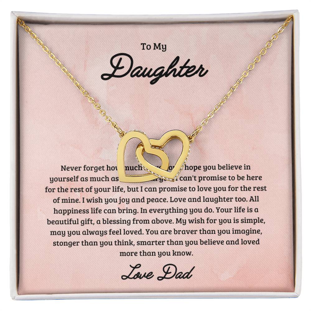 To My Daughter Joy & Peace From Dad Interlocked Hearts Necklace Interlocking Hearts Necklace