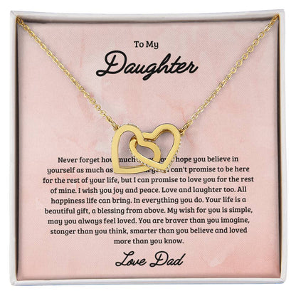 To My Daughter Joy & Peace From Dad Interlocked Hearts Necklace Interlocking Hearts Necklace