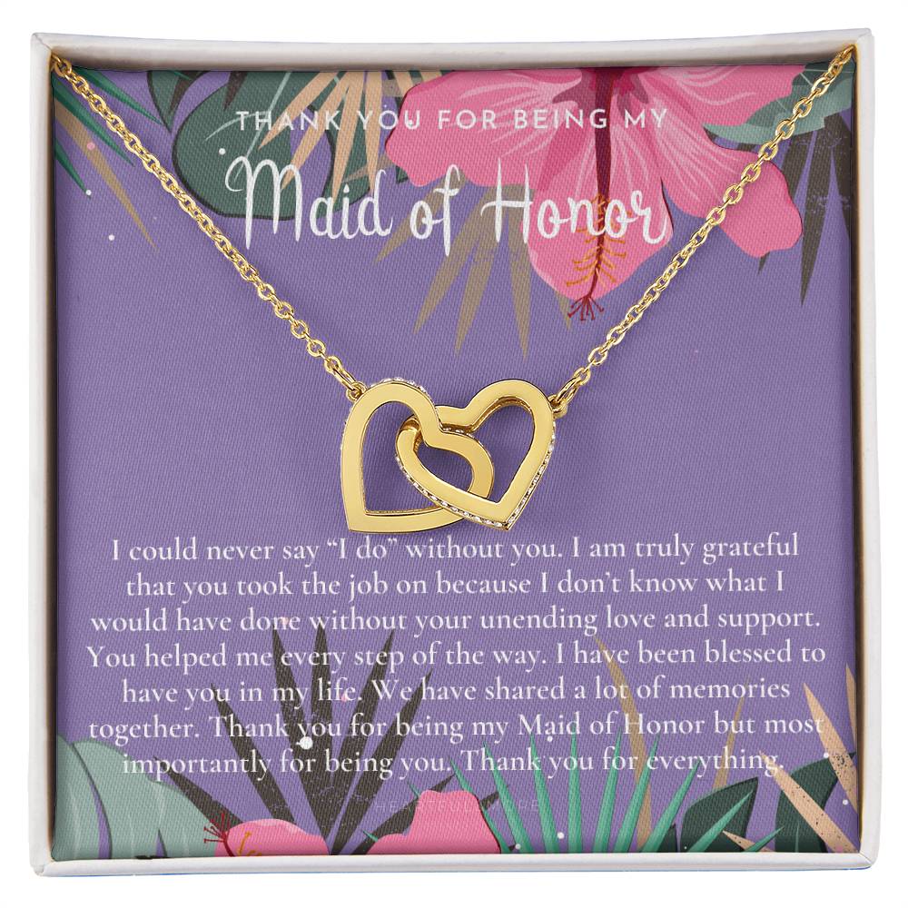 Maid Of Honor Thank You Gift From Bride Bridesmaid Gift Maid Of Honor Gift Necklace Matron Of Honor Gift Thank You Gift From Bride Interlocking Hearts Necklace