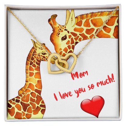 Mom I Love You So Much Two Hearts Embellished With Cubic Zirconia Stones Interlocked Together Interlocking Hearts Necklace
