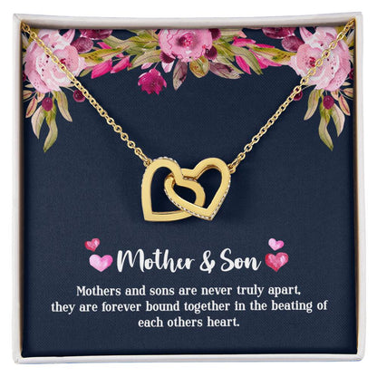 Mother & Son - Never Truly Apart Interlocking Hearts Necklace