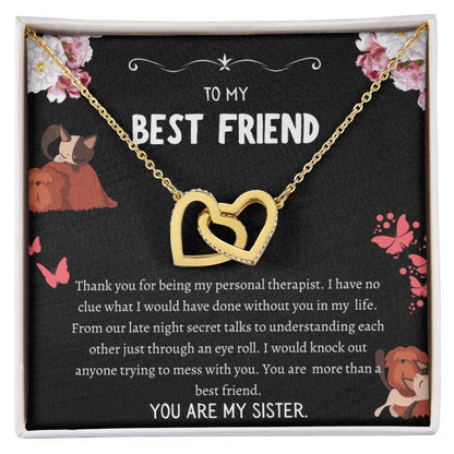 Interlocking Hearts Necklace For Bestfriend Message Card