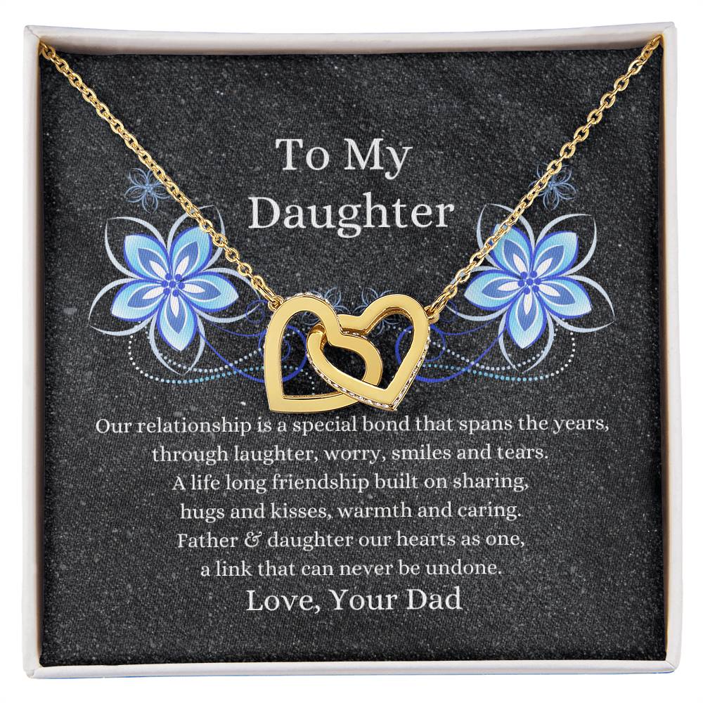 Father To Daughter Hearts As One Necklace Interlocking Hearts Necklace