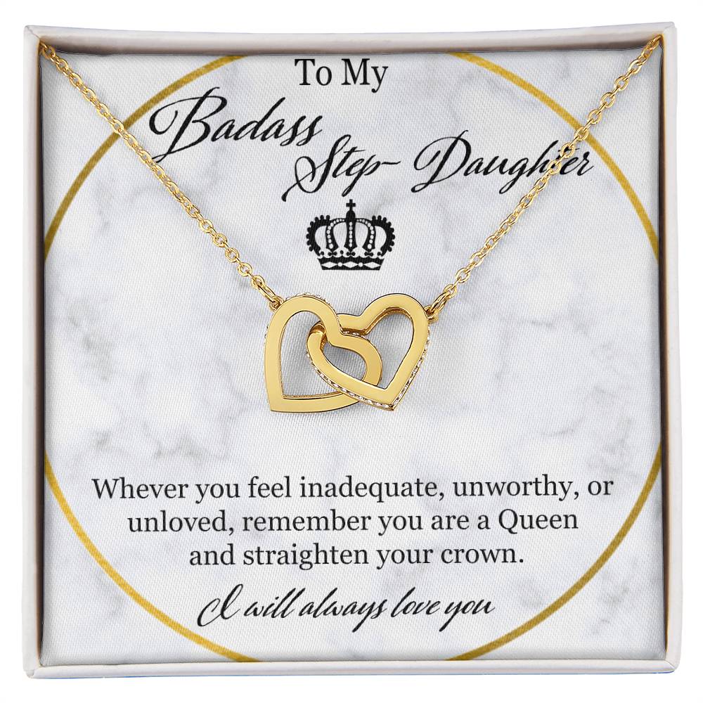 To My Badass Stepdaughter Interlocking Hearts Necklace