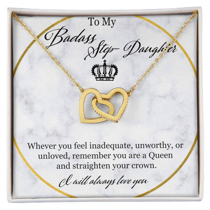 To My Badass Stepdaughter Interlocking Hearts Necklace