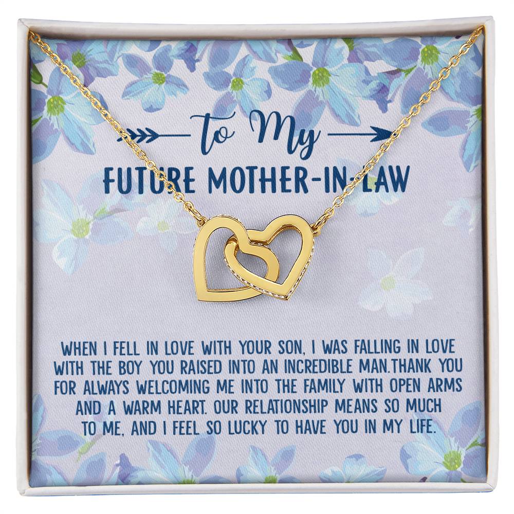 To My Future Mother-In-Law Gift For Birthday Anniversary Or Any Occasion Interlocking Hearts Necklace