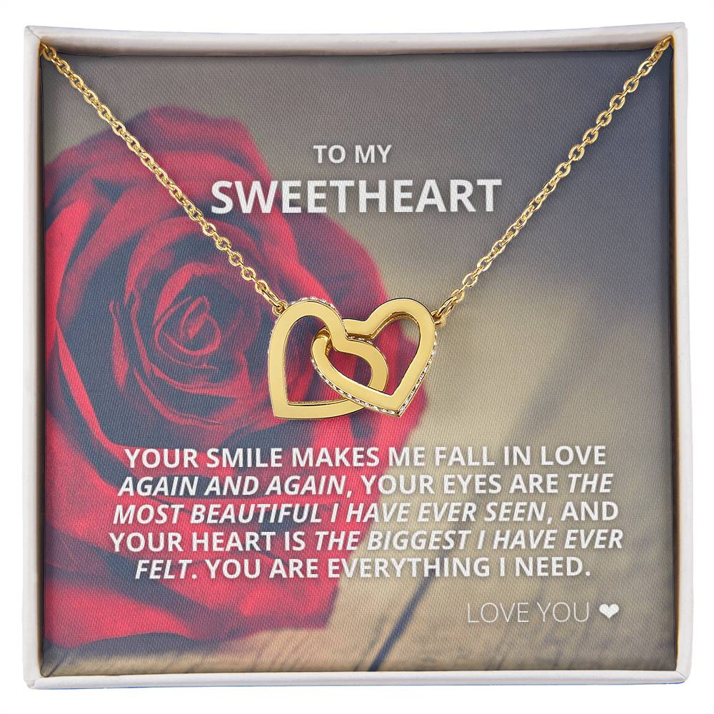 To My Sweetheart - You Are Everything I Need - Necklace Interlocking Hearts Necklace