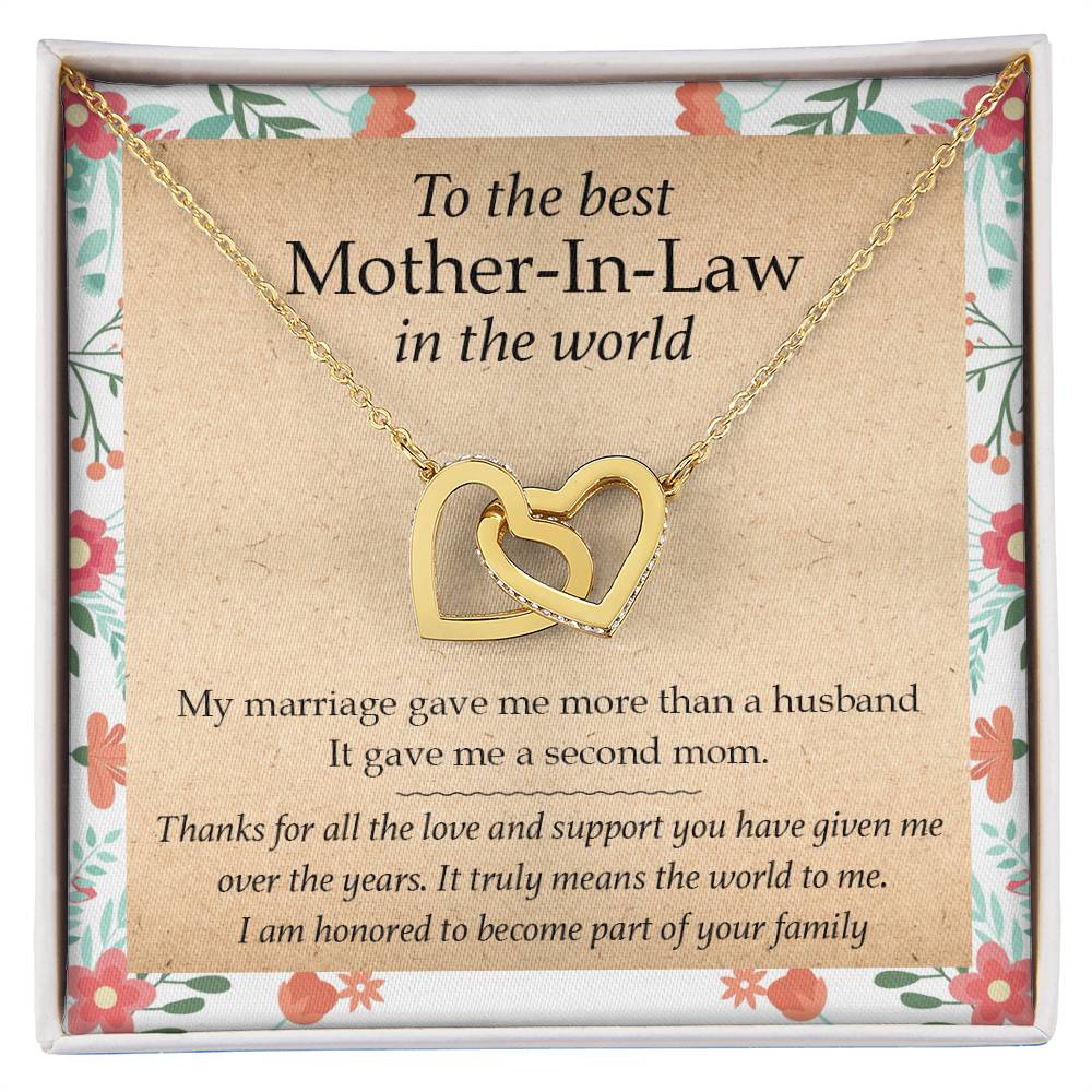 Gift For Mother-In-Law - My Marriage Gave Me A Second Mom - Interlocking Interlocking Hearts Necklace