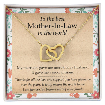 Gift For Mother-In-Law - My Marriage Gave Me A Second Mom - Interlocking Interlocking Hearts Necklace