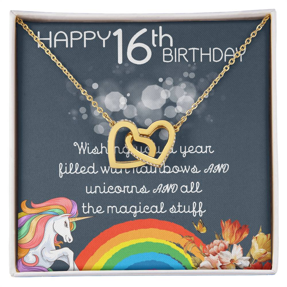 16Th Birthday Necklace Gifts For Girls Cute Unicorn 16 Years Old Girl Jewelry Gift For Daughter Niece Interlocking Necklace Xu246Il09 Interlocking Hearts Necklace