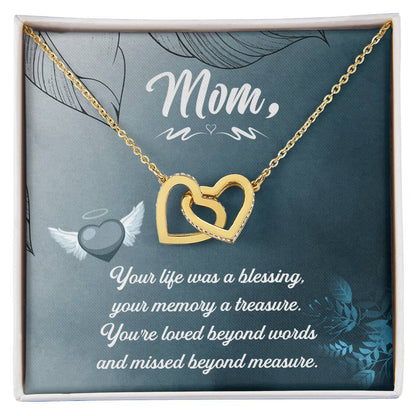 Mom Your Life Was A Blessing - Interlocking Heart Necklace Interlocking Hearts Necklace