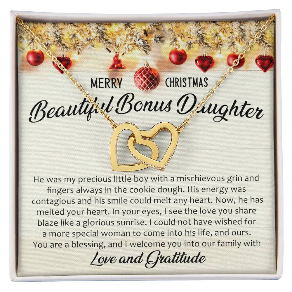 I Welcome You Into Our Fammily Interlocking Hearts Necklace