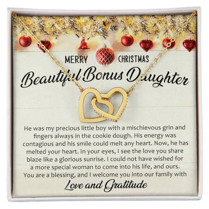 I Welcome You Into Our Fammily Interlocking Hearts Necklace