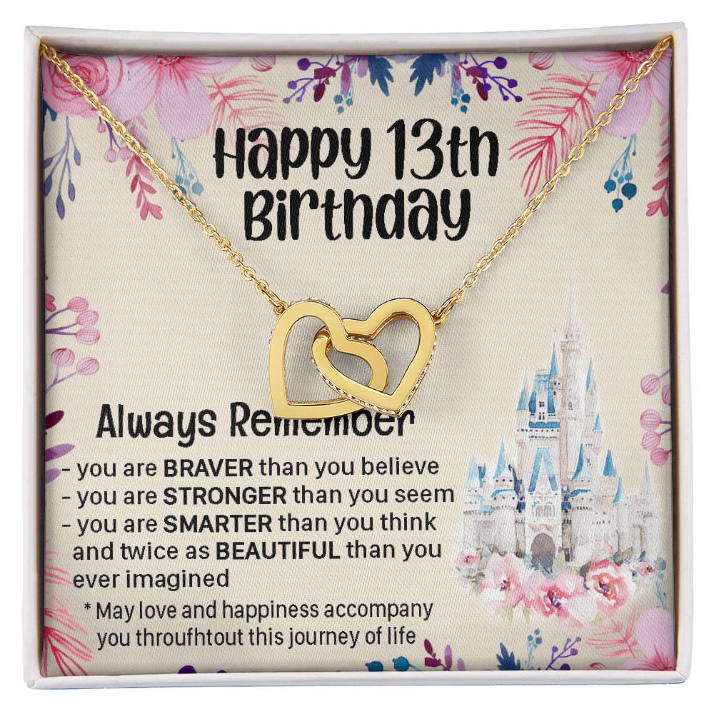 Happy 13Th Birthday Gift For Daughter Gift For 13 Years Old Birthday Teen Girl Daughter Necklace Gift Interlocking Hearts Necklace