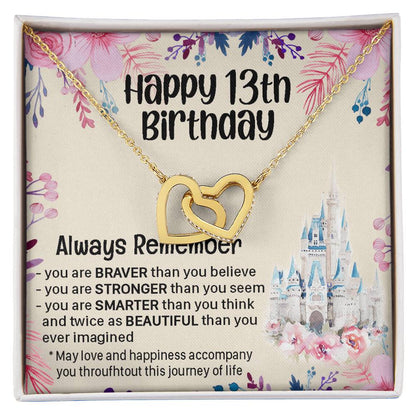 Happy 13Th Birthday Gift For Daughter Gift For 13 Years Old Birthday Teen Girl Daughter Necklace Gift Interlocking Hearts Necklace