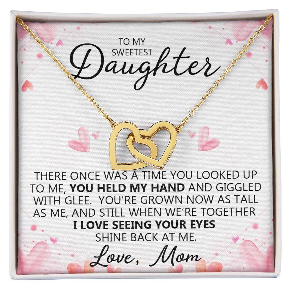 To My Daughter - You Are My Heart - Unique Heart Bonding Necklace Gift Set Interlocking Hearts Necklace