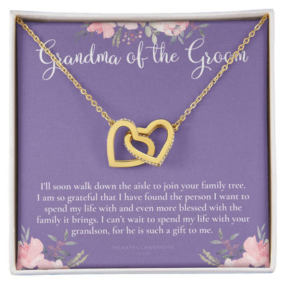 Grandmother Of The Groom Gift Necklace Grandma Wedding Gift Nana Bridal Shower Rehearsal Dinner Thank You Gift Interlocking Hearts Necklace