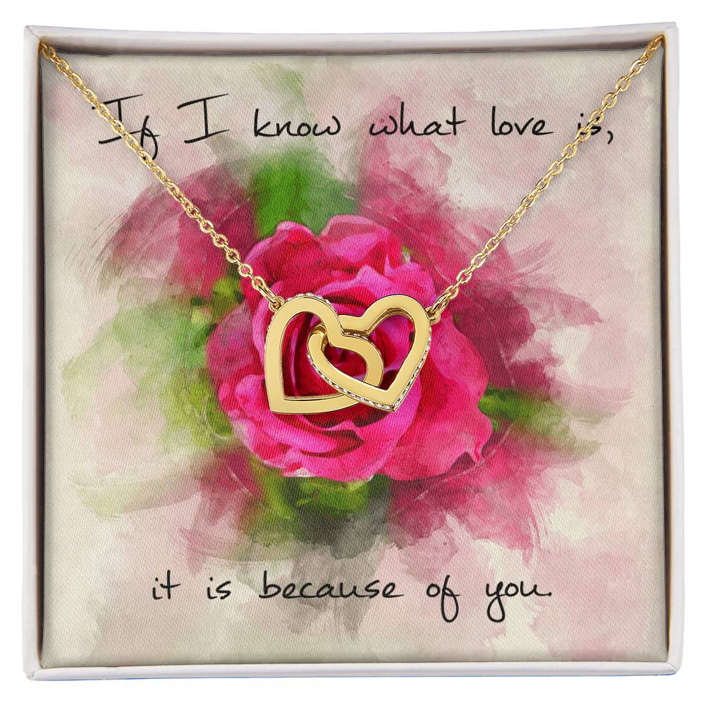 Interlocking Hearts Necklace – Red Rose Message Card