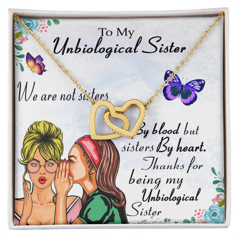 To My Unbiological Sister Necklace Interlocking Hearts Necklace