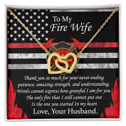 To My Fire Wife Interlocking Hearts Necklace