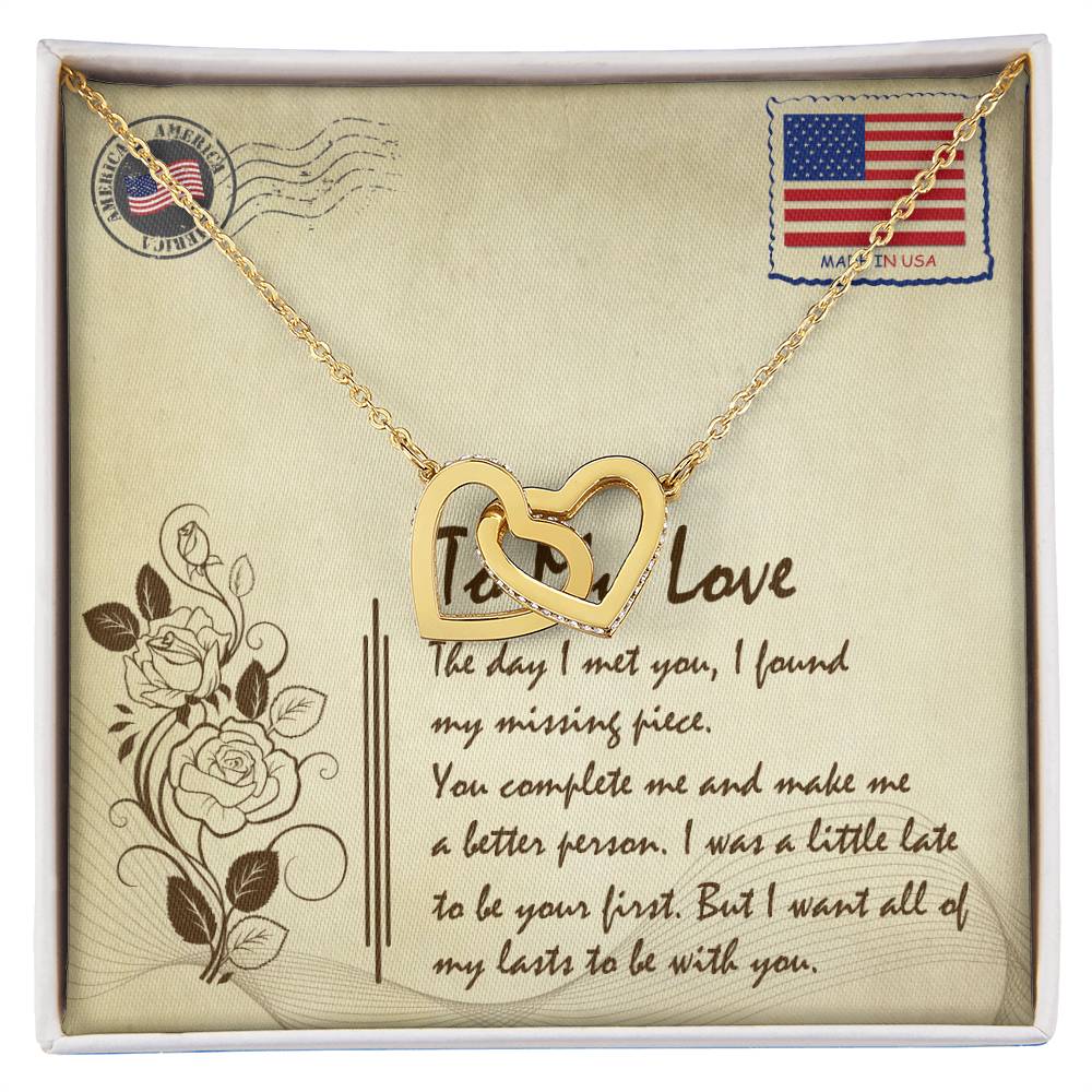 To My Love Interlocking Hearts Necklace Message Card