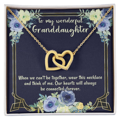 To My Wonderful Granddaughter Our Hearts Will Always Be Connected Necklace Gift From Grandmother Gift From Grandfather Interlocking Hearts Necklace