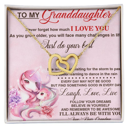 To My Granddaughter Interlocking Hearts Necklace Message Card