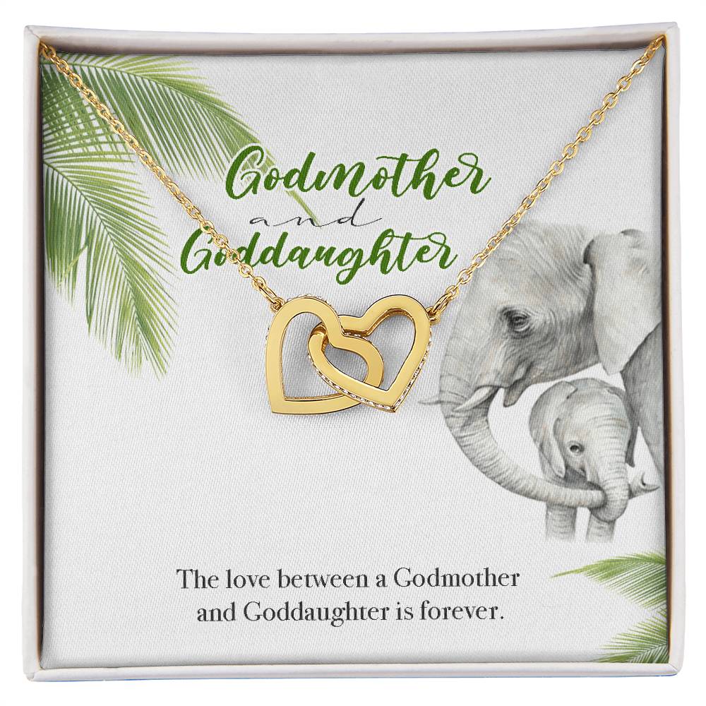 Godmother Goddaughter Gift Necklace Emotional Message Card Interlocking Hearts Necklace