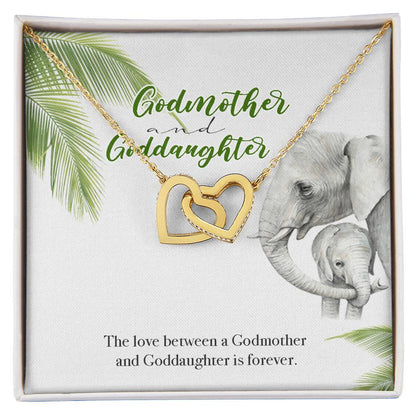 Godmother Goddaughter Gift Necklace Emotional Message Card Interlocking Hearts Necklace