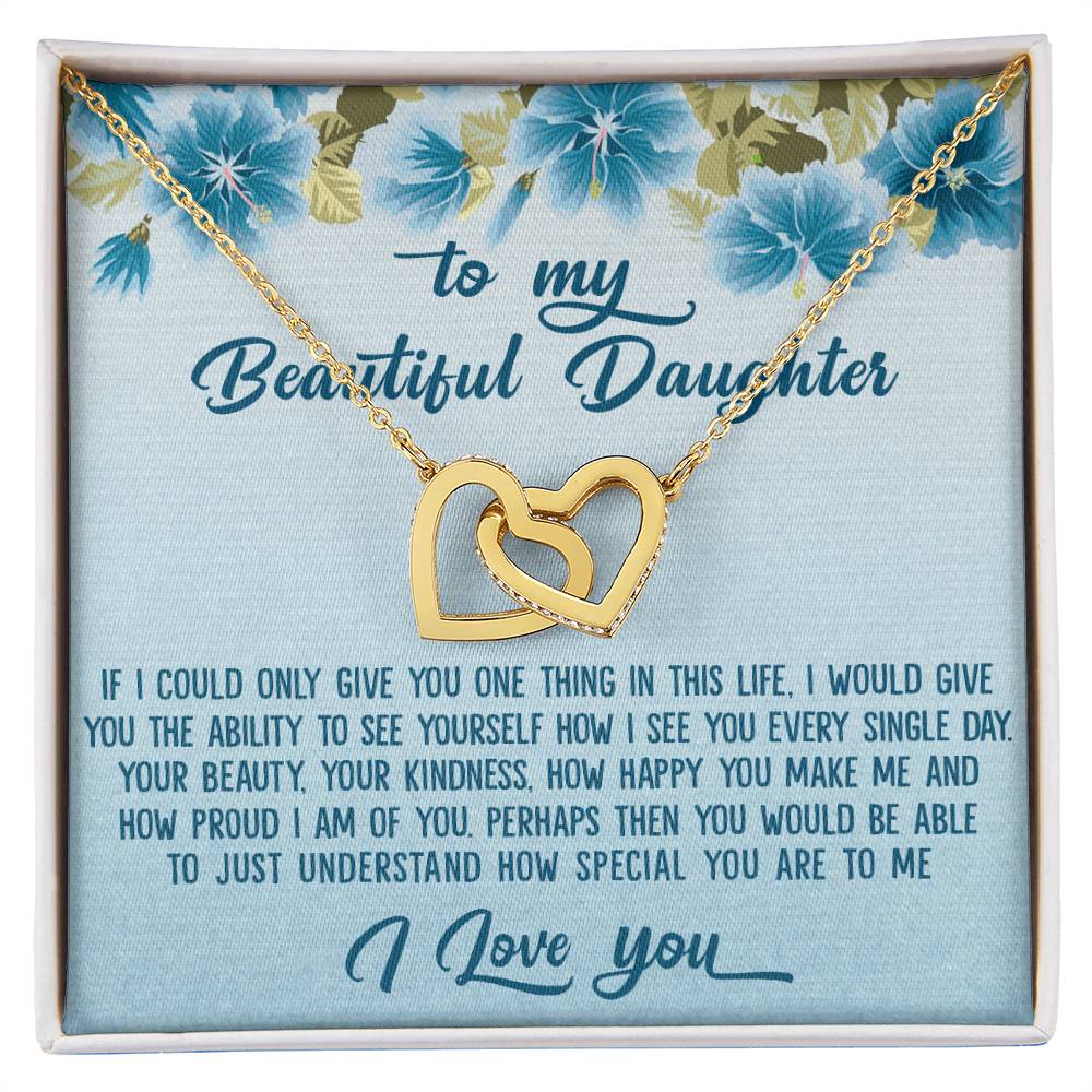 To My Beautiful Daughter Dad To Daughter Gift Interlocking Hearts Necklace