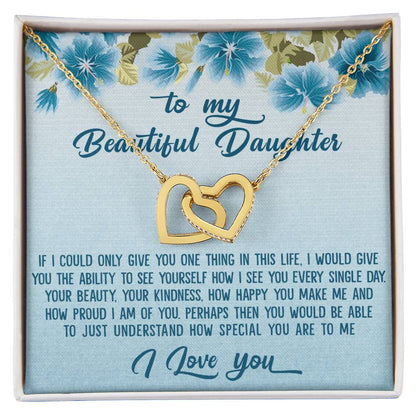 To My Beautiful Daughter Dad To Daughter Gift Interlocking Hearts Necklace