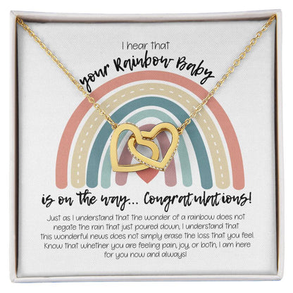 Rainbow Baby Necklace Interlocking Hearts Necklace