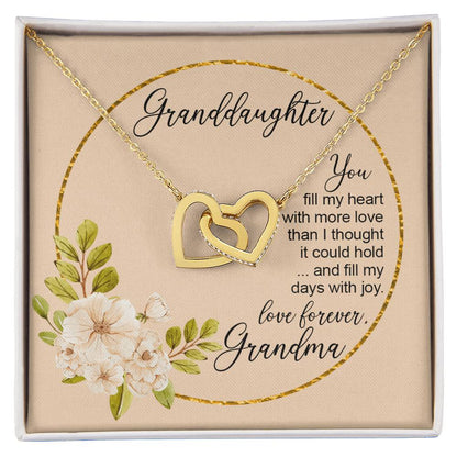 To Granddaughter From Grandmother You Fill My Days With Joy Heart Necklace Birthday Gift From Grandma Interlocking Hearts Necklace