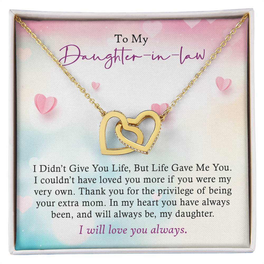 To My Daughter-In-Law - I Will Love You Always - Necklace Interlocking Hearts Necklace