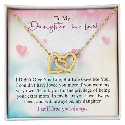 To My Daughter-In-Law - I Will Love You Always - Necklace Interlocking Hearts Necklace
