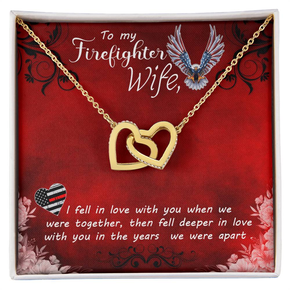 To My Firefighter Wife Necklace Interlocking Hearts Necklace