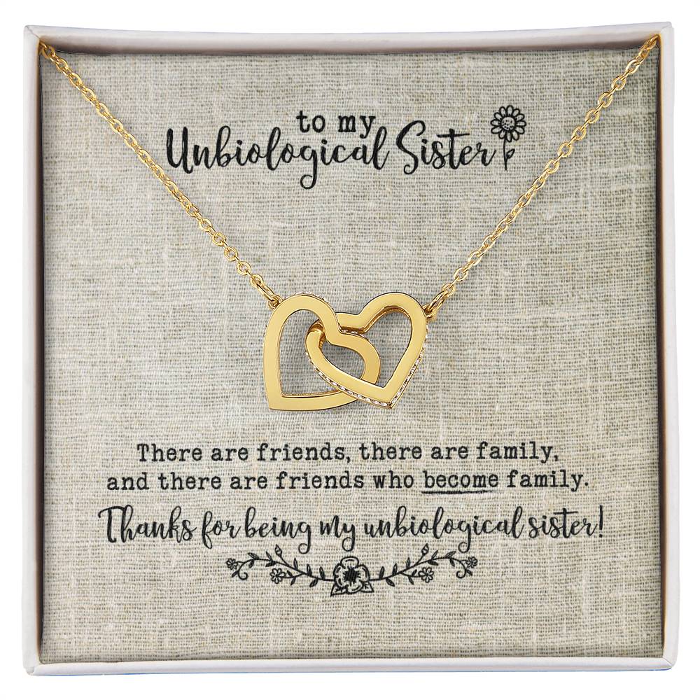 Unbiological Sister Necklace Interlocking Hearts Necklace